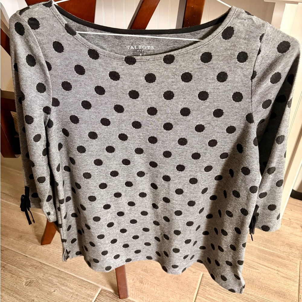 Talbots Gray Boxy Cuffed Sleeve Blouse